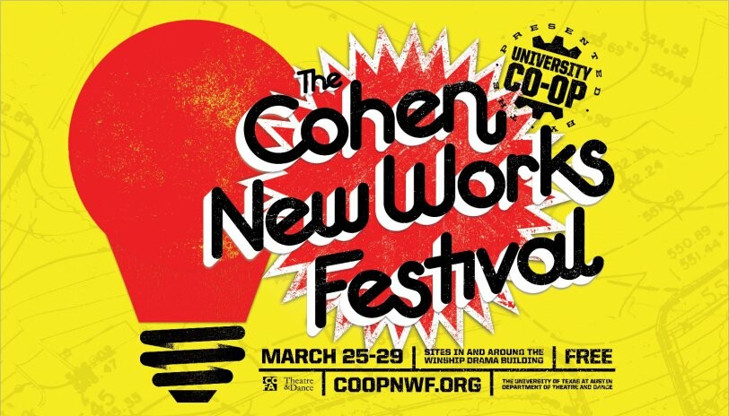 Banner poster for the Cohen New Works Festival at the University of Texas in Austin.