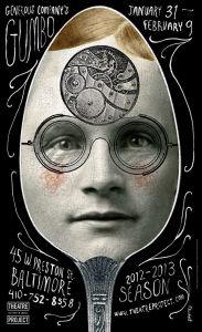 Promotional poster for Generous Company's Gumbo festival, which depicts a man's face superimposed onto a spoon.