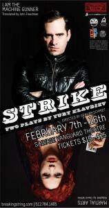 Promotional poster for Strike which features two performers scowling at the camera.
